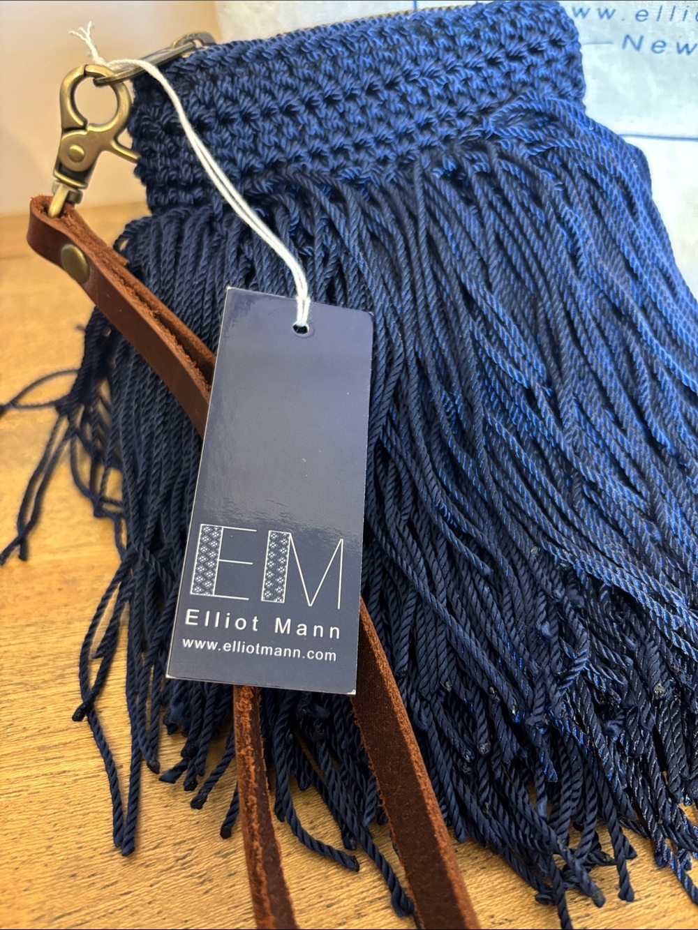 NEW Elliot Mann Navy Fringe Crossbody